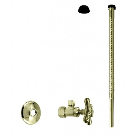 WESTBRASS Supply Kit, 5/8" OD x 3/8" OD x 12" Corrugated in Polished Brass D105K12X-01